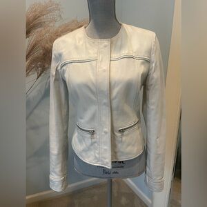 Off white Italian leather jacket. Size S